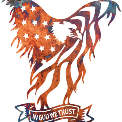 American Eagle In God We Trust Laser Cut Out Faux Copper Finish