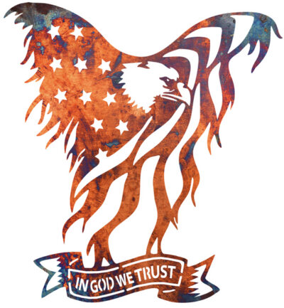 American Eagle In God We Trust Laser Cut Out Faux Copper Finish