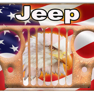 Jeep With Flag Reproduction Garage Shop Metal Sign 12x18