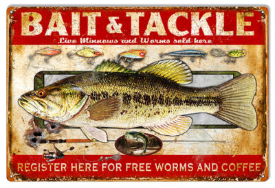 Bait & Tackle Reproduction Hunting & Fishing Metal Sign