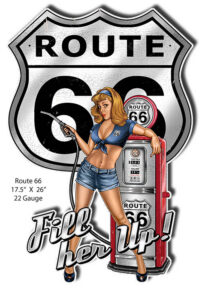 Route 66 Pin Up Girl Reproduction Cut Out Sign - Steve McDonald