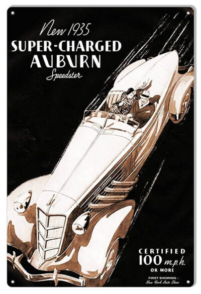 Auburn Speedster Classic Car Reproduction Garage Art Metal Sign