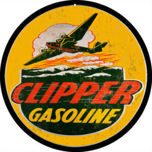 Clipper Gasoline And Motor Oil Round Nostalgic Sign 14 Round