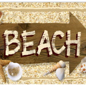 Direction To Beach Street Sign With Seashells