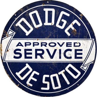 Dodge DeSoto Approved Service Sign 14 Round