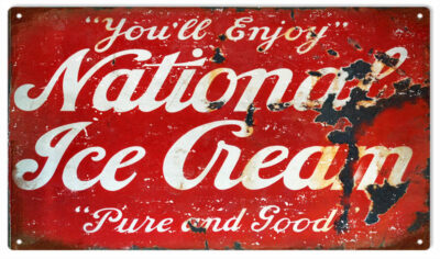 Reproduction National Ice Cream Advertisement Sign 8x14