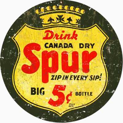 Reproduction Canada Dry Spur Bottle Advertisement Sign 14 Round