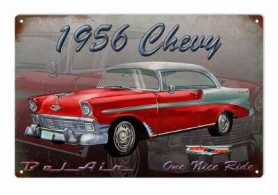 1956 Chevy Hot Rod Sign Garage Art