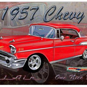 1957 Chevy Hot Rod Sign Garage Art 12"x18"