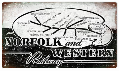 Reproduction Norfolk And Western Railway Sign 8x14