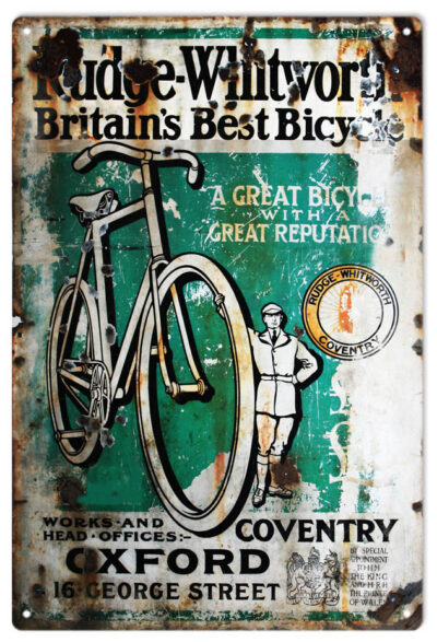 Rudge-Whitworth Coventry Bicycle British Advertisement Sign