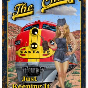 Vintage The Chief Pin Up Girl Railroad Metal Large Sign 16x24