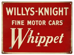 Vintage Willy's Knight Motor Car Sign 9x12