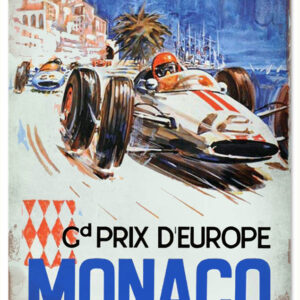 Vintage Grand Prix Monaco Automobile Reproduction Metal Sign 12x18
