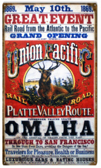 1869 Great Event Grand Opening Union Pacific Railroad Sign 8x14