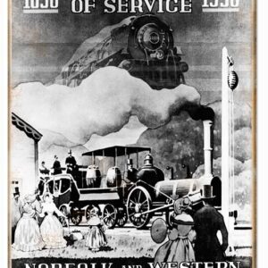 1938 A Century Of Service 1938 Norfolk And Western Railway Sign. 9"x12"