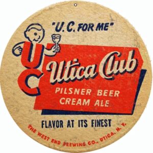 Utica Club Pilsner Beer Cream Ale Beer, Bar And Restuarant Sign. 14"x14"