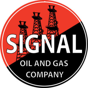 Round Signal Gas Motor Oil And Gasoline Sign With Oil Field Garage Art