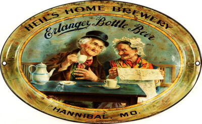 Heils Erlanger Beer Reproduction Bar Metal Sign 11x18 Oval