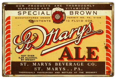 Reproduction St Marys Ale Beer Sign