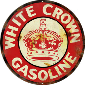White Crown Gasoline Reproduction Vintage Motor Oil Sign 24x24 Round
