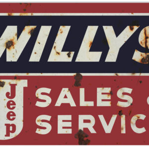 Reproduction Willy's Jeep Sales And Service Sign 16x24