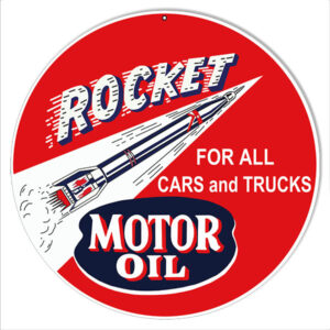 Rocket Motor Oil Sign 14 Round