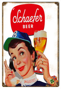 Reproduction Schaefer Beer Dodgers Sign. 12"x18"