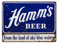 Aged Looking Hamms Sky Blue Beer Sign 9x12