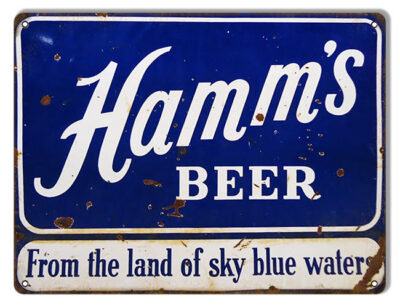 Aged Looking Hamms Sky Blue Beer Sign 9x12