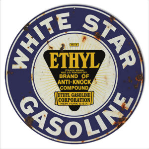 Reproduction White Star Gasoline Motor Oil Sign 14 Round