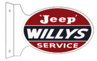 Jeep Willys Service Double Sided Flange Metal Sign