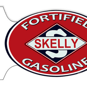 Skelly Fortified Gasoline Motor Oil Double Sided Flange Sign. 12x18 Oval