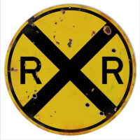 12 Round Aged Looking RR Railroad Crossing Sign