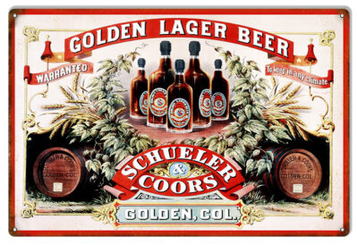 Aged Looking Schueler And Coors Golden Colorado Beer Sign. 12X18