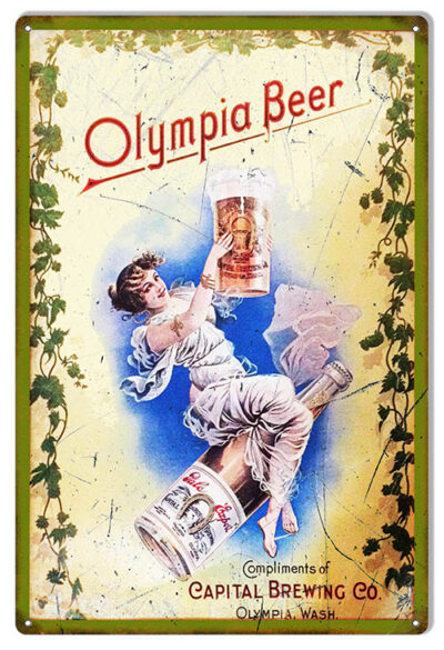 Nostalgic Olympia Beer Bar And Restaurant Sign 12x18