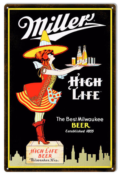 Miller High Life 1855 Beer Bar And Restaurant Sign 12x18