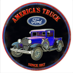 Aged Ford Americas Truck Garage Shop Sign 14 Round