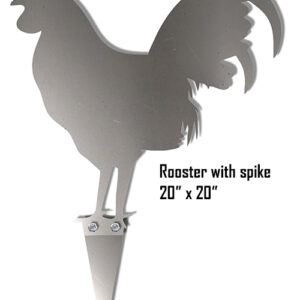Rooster With Spike Yard Silouette Laser Cut Out Metal Sign 20x20