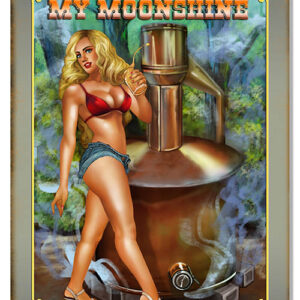 Taste My Moonshine Pin Up Bar Girl 12x18