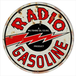 Aged Large Radio Gasoline Motor Oil Sign 18 Round
