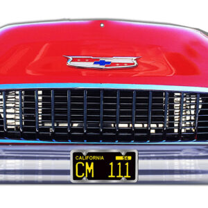 55 Chevy Red Hot Rod Front End Laser Cut Out Sign 10.5x24.5