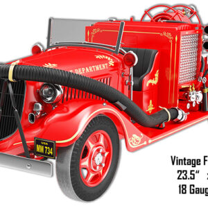 Vintage Fire Truck Reproduction Laser Cut Out Sign 13.5x23.5