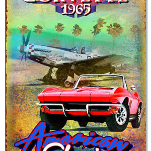 1965 Chevy Corvette Reproduction Sign By Artist Phil Hamilton 12x18