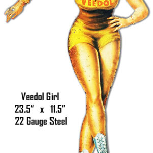 Veedol Pin Up Girl Reproduction Motor Oil Laser Cut Out Sign 11.5x23.5