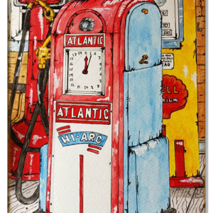 Aged Atlantic Gas Station Pump Reproduction Sign 12x18