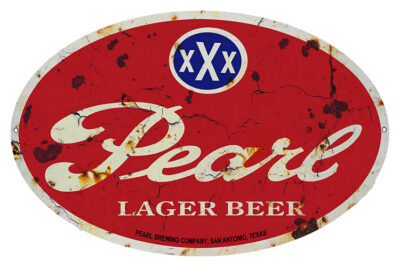 Aged Pearl Lager Beer Oval Bar Reproduction Sign 11x18