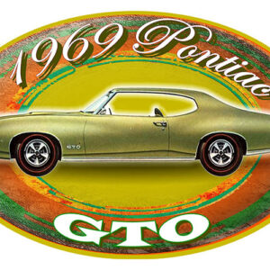 1969 Pontiac GTO Reproduction By Artist Phil Hamilton 11x18 Oval
