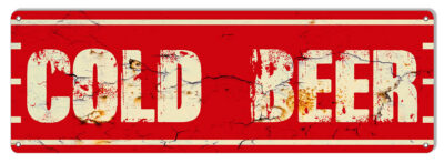 Cold Beer Reproduction Bar Sign 8x24