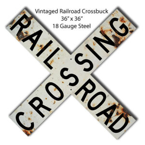 Vintaged Raiload Crossbuck Sign 36x36